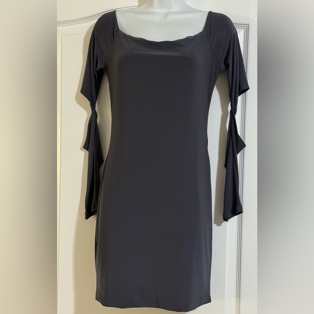 Elegant Long Sleeve Charcoal Dress